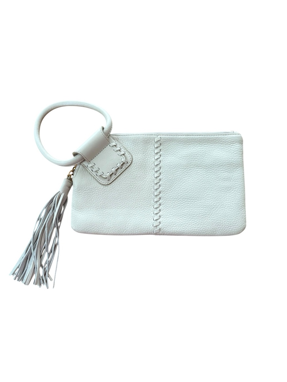 HOBO Sable Pebbled Leather Wristlet Clutch Whitecap Cream Like New
